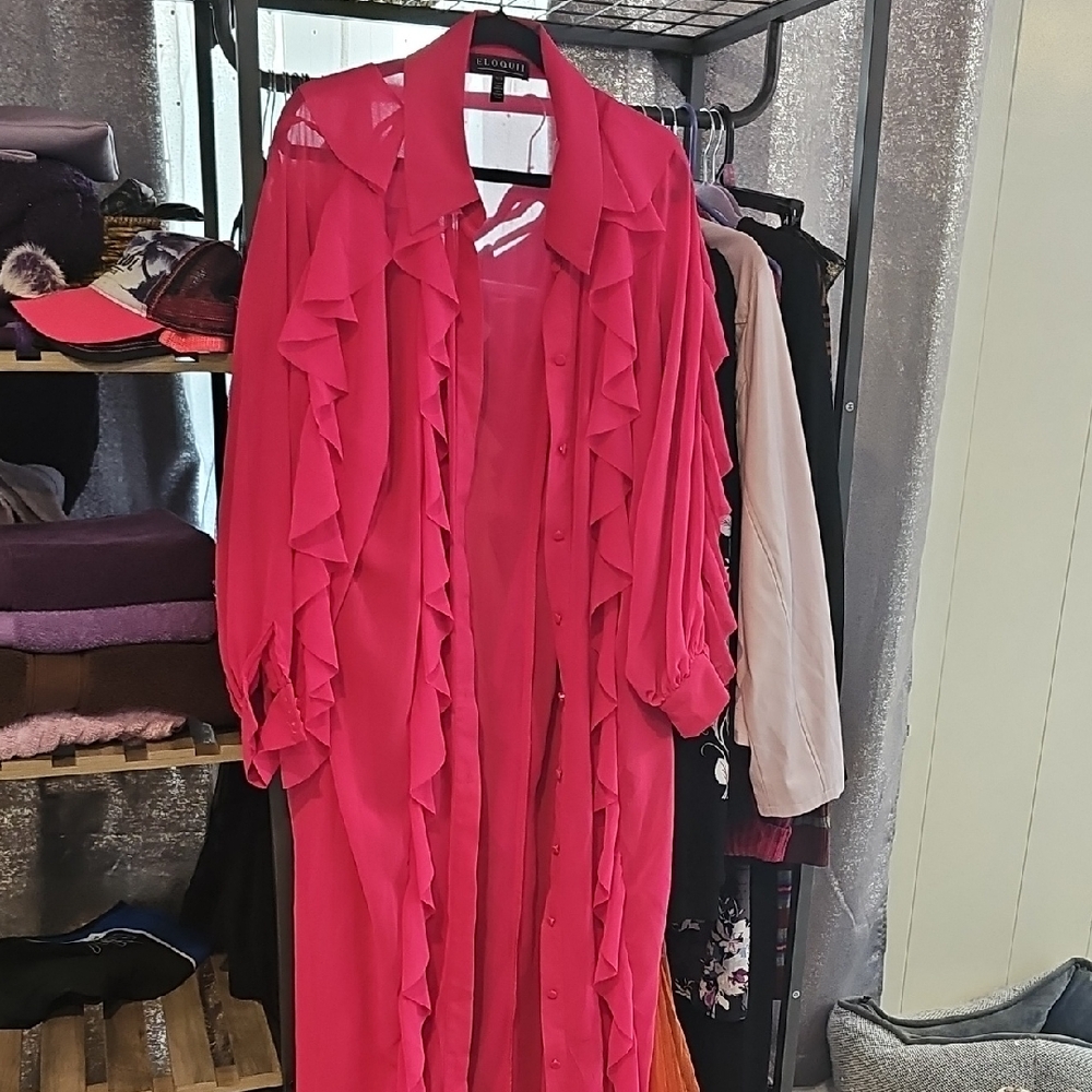 Eloquii Vibrant Pink Long Sleeve Dress